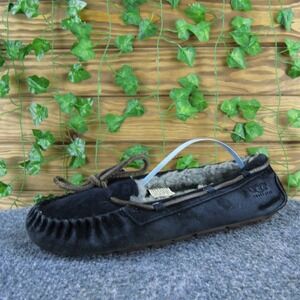 UGG Women's Bella Shearling Moccasin Black‎ Leather Sz 8 Medium Gently Used 2025
